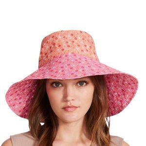 EVIE & EMMA Women’s Pink/Orange Oversized Floral Bucket Hat. One Size
